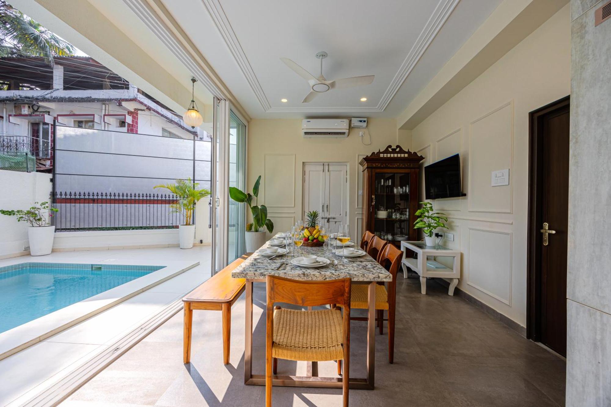 Elivaas 4 Bhk Villa Near Beach With Private Pool & Bar - Casa Boa Vida Candolim Exterior foto
