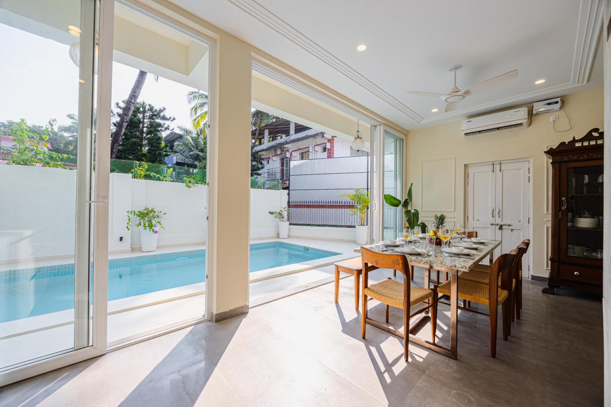 Elivaas 4 Bhk Villa Near Beach With Private Pool & Bar - Casa Boa Vida Candolim Exterior foto