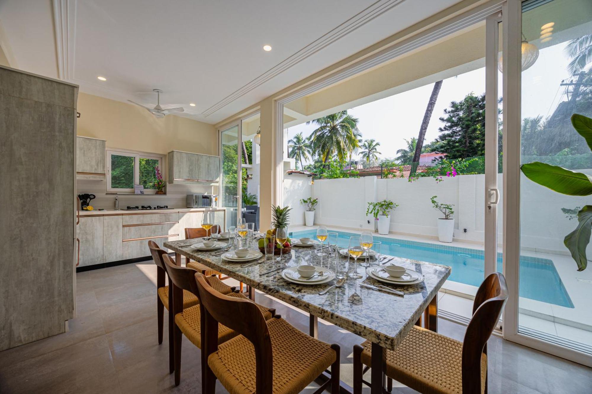 Elivaas 4 Bhk Villa Near Beach With Private Pool & Bar - Casa Boa Vida Candolim Exterior foto